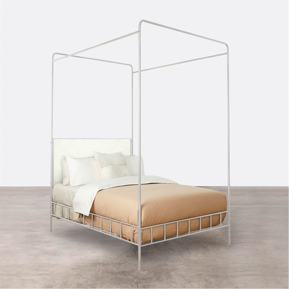 Made Goods Laken Iron Canopy Bed in Marano Wool-on Lambskin