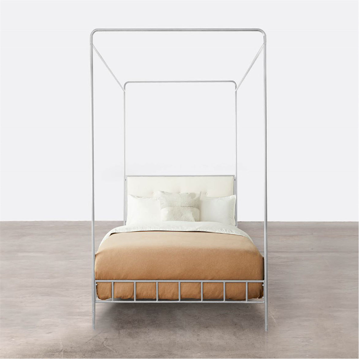 Made Goods Laken Iron Canopy Bed in Ivondro Raffia