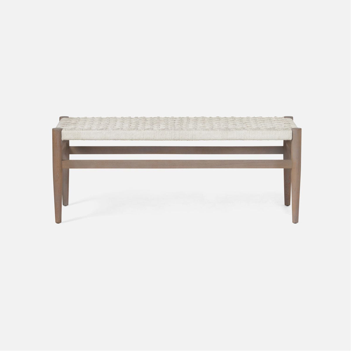 Made Goods Larsson Woven Rope Outdoor Bench with Teak Legs