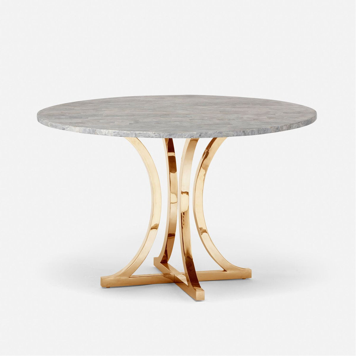 Made Goods Leighton Round Metal Dining Table in Stone