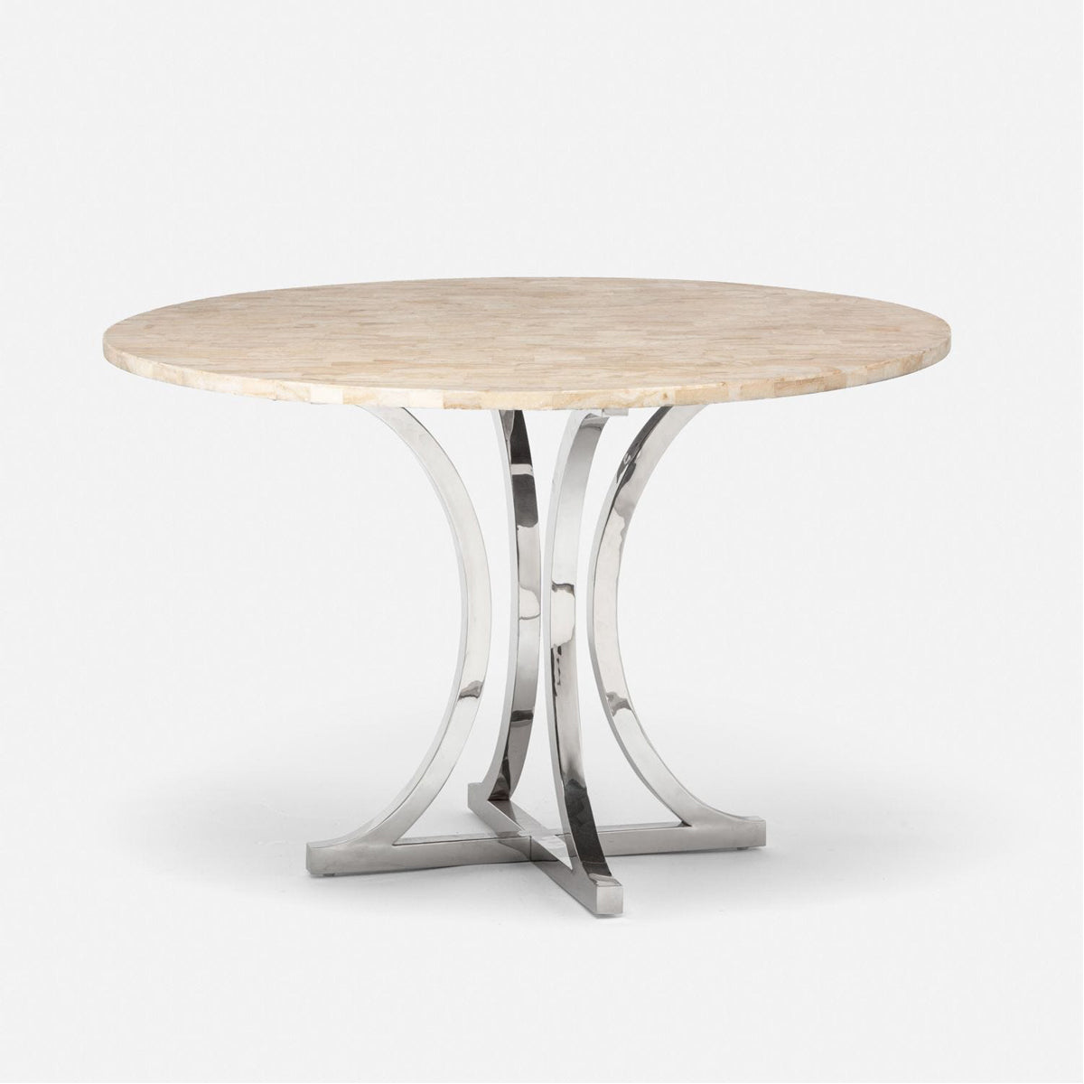 Made Goods Leighton Round Metal Dining Table in Stone