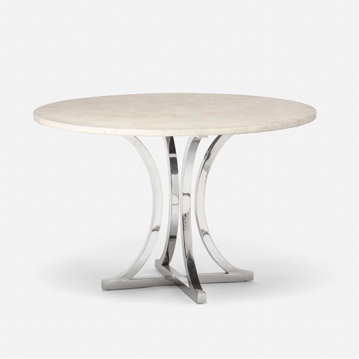 Made Goods Leighton Round Metal Dining Table in Stone