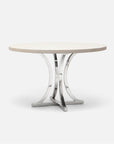 Made Goods Leighton Round Metal Dining Table in Faux Belgian Linen