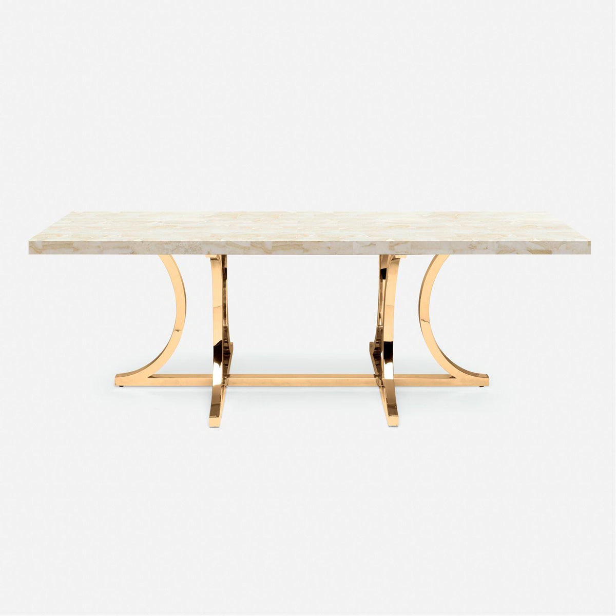 Made Goods Leighton Rectangular Metal Dining Table in Stone