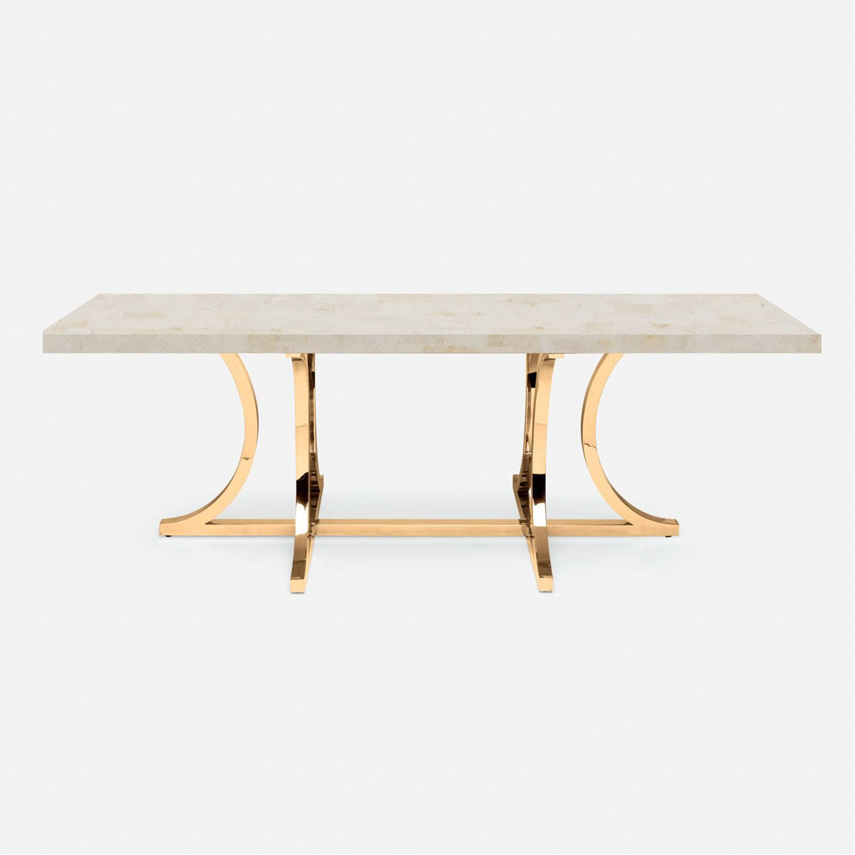 Made Goods Leighton Rectangular Metal Dining Table in Stone