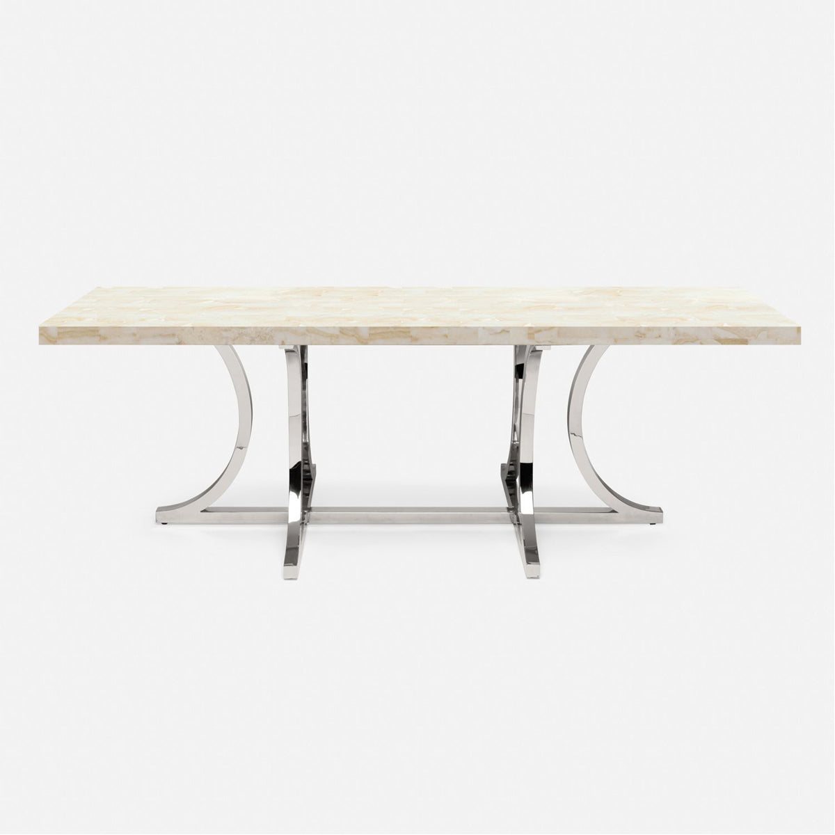 Made Goods Leighton Rectangular Metal Dining Table in Stone