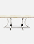 Made Goods Leighton Rectangular Metal Dining Table in Stone