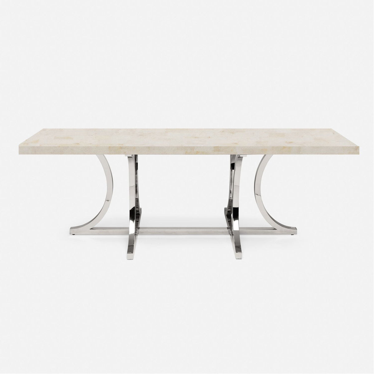 Made Goods Leighton Rectangular Metal Dining Table in Stone