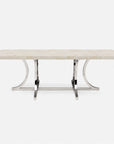 Made Goods Leighton Rectangular Metal Dining Table in Stone