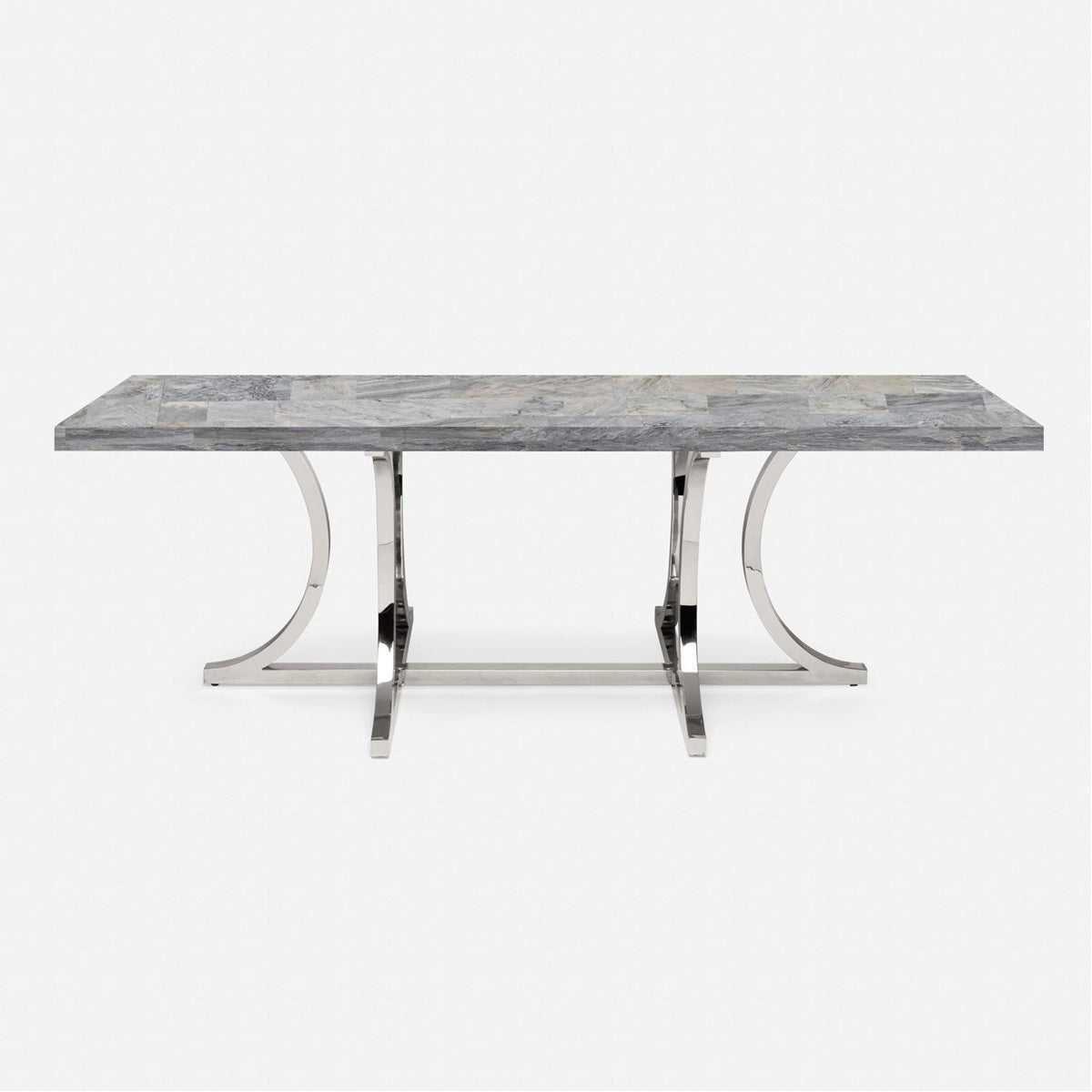 Made Goods Leighton Rectangular Metal Dining Table in Stone