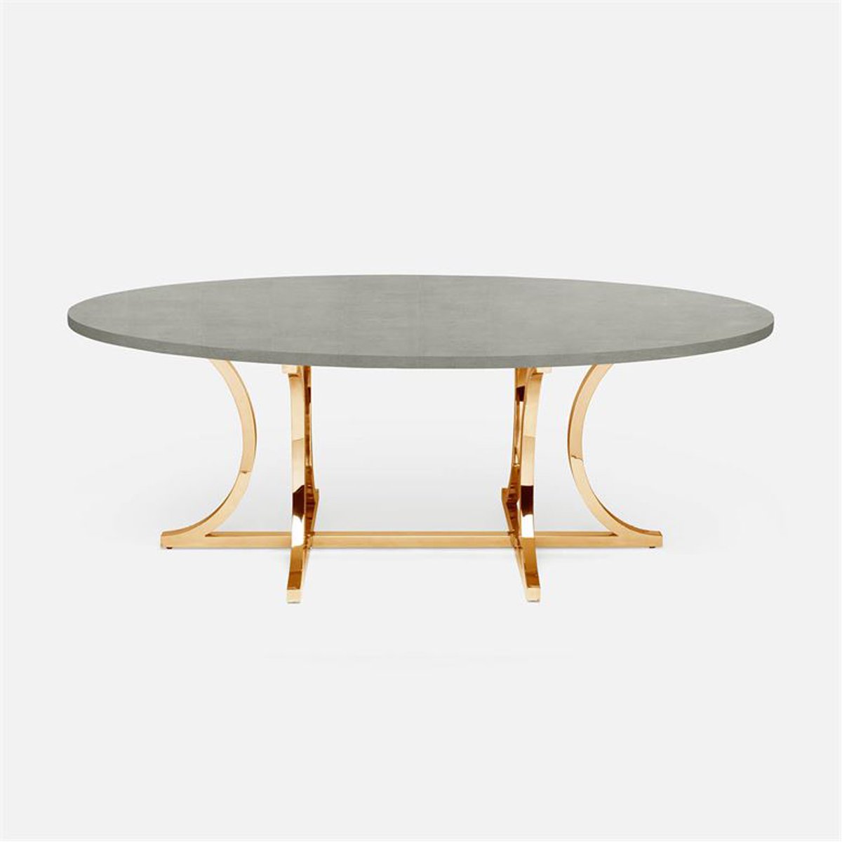 Made Goods Leighton Oval Metal Dining Table in Vintage Faux Shagreen