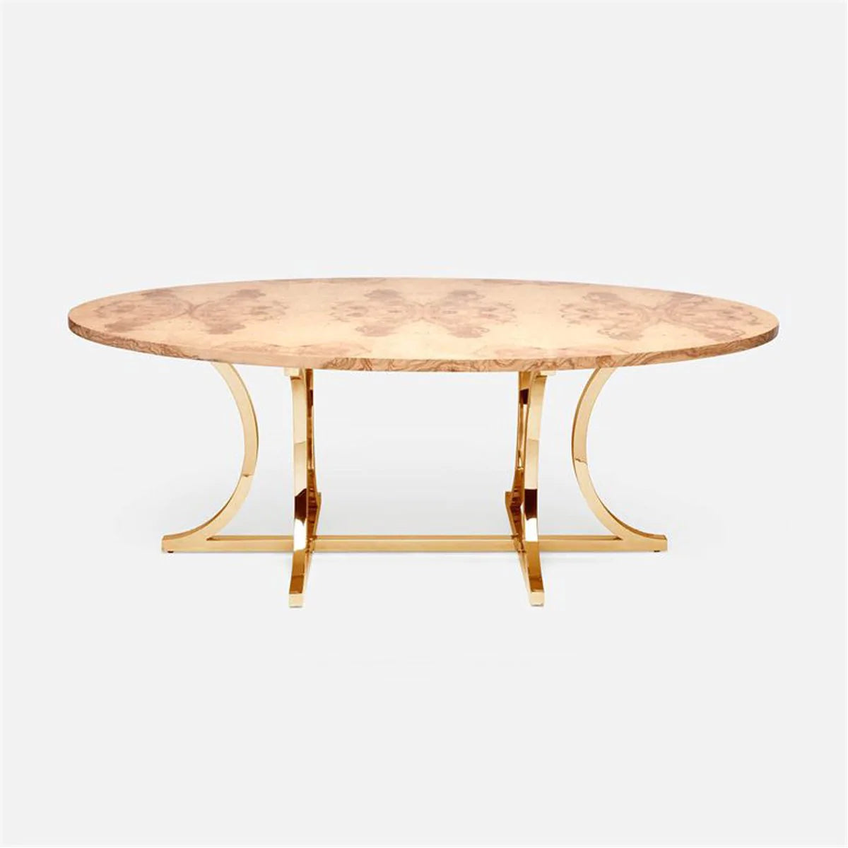 Made Goods Leighton Oval Curved Metal Dining Table in Veneer Top