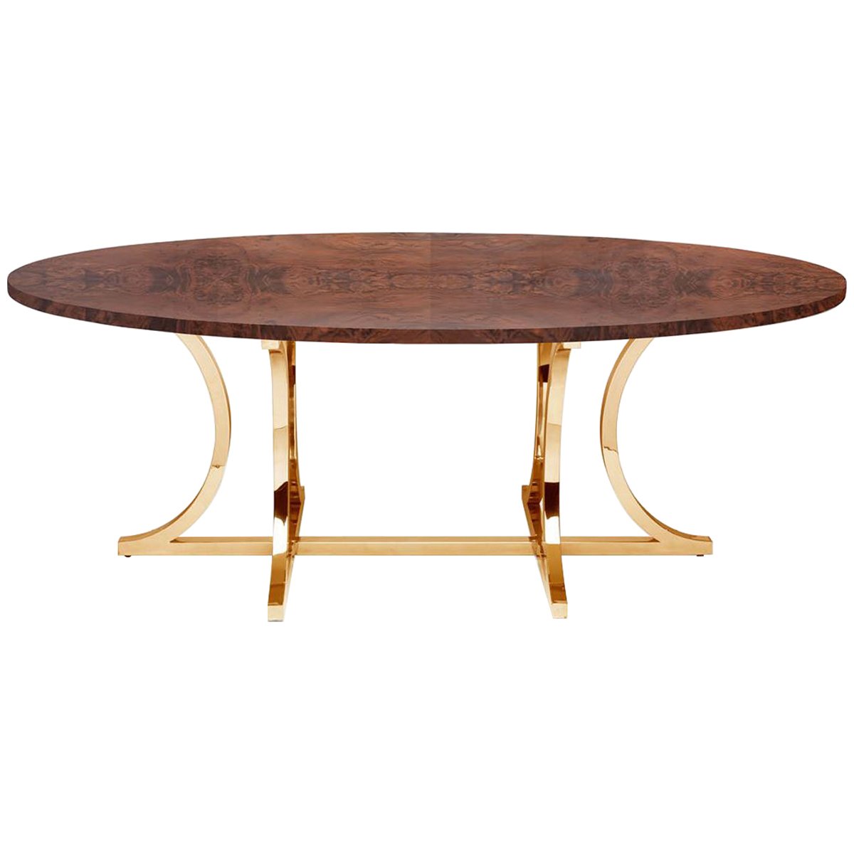 Made Goods Leighton Oval Curved Metal Dining Table in Veneer Top