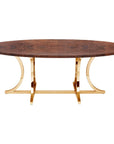 Made Goods Leighton Oval Curved Metal Dining Table in Veneer Top