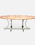 Made Goods Leighton Oval Curved Metal Dining Table in Veneer Top