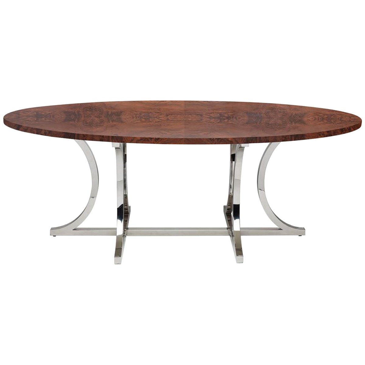 Made Goods Leighton Oval Curved Metal Dining Table in Veneer Top