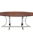 Made Goods Leighton Oval Curved Metal Dining Table in Veneer Top