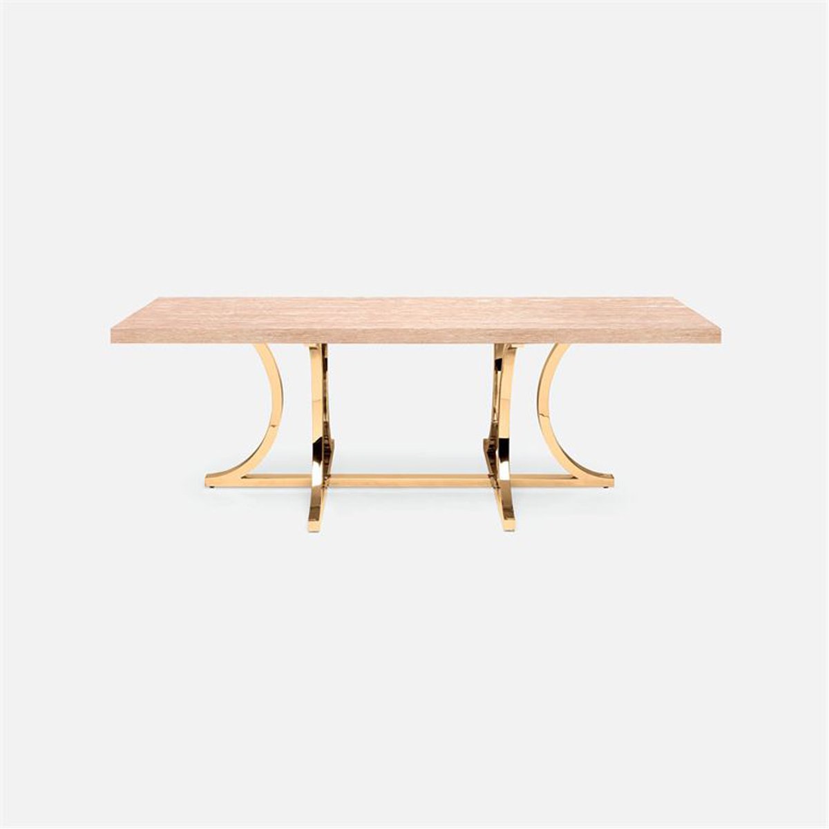 Made Goods Leighton Rectangular Metal Dining Table in Cerused Oak