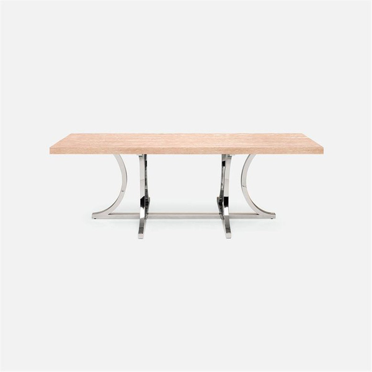 Made Goods Leighton Rectangular Metal Dining Table in Cerused Oak