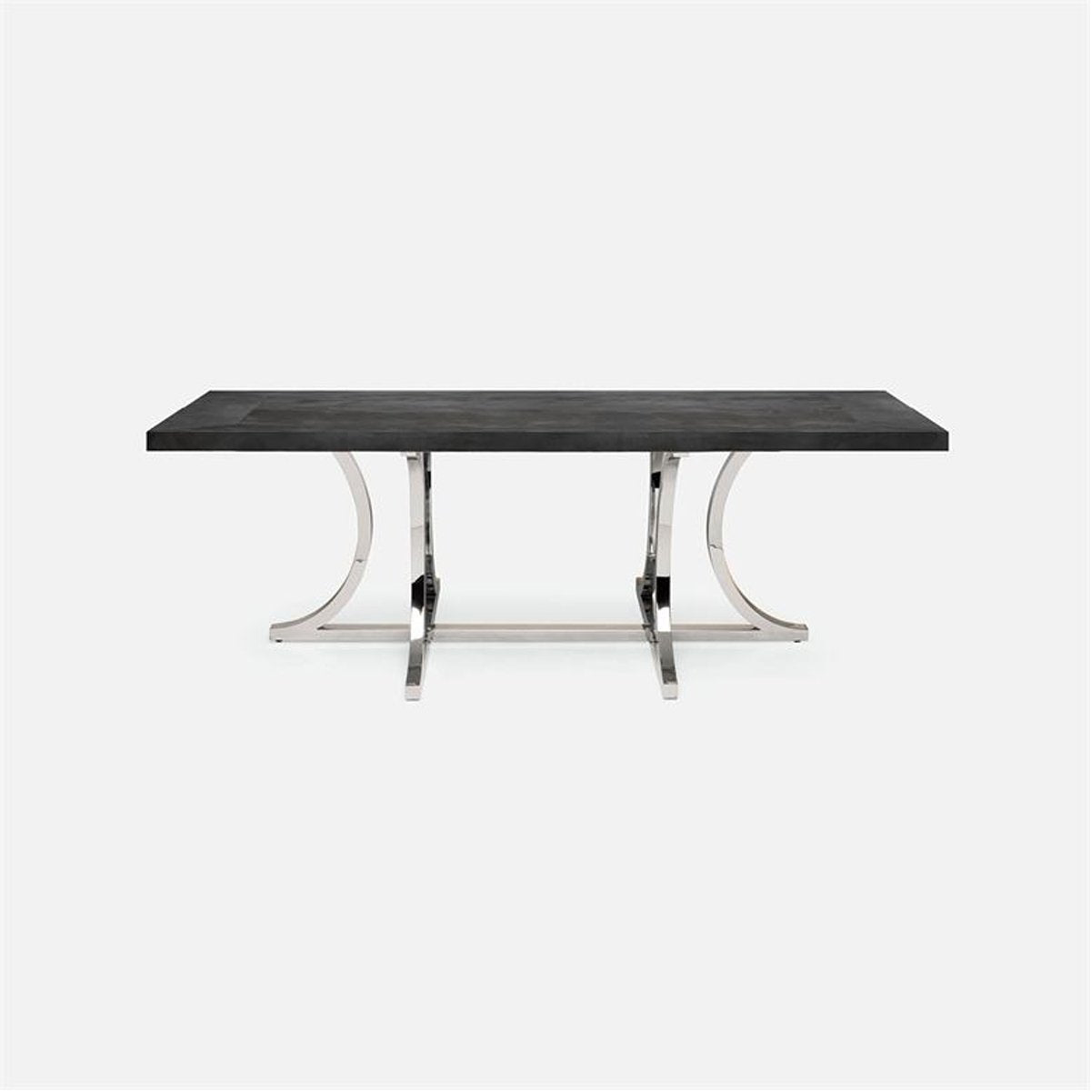 Made Goods Leighton Rectangular Metal Dining Table in Zinc Metal