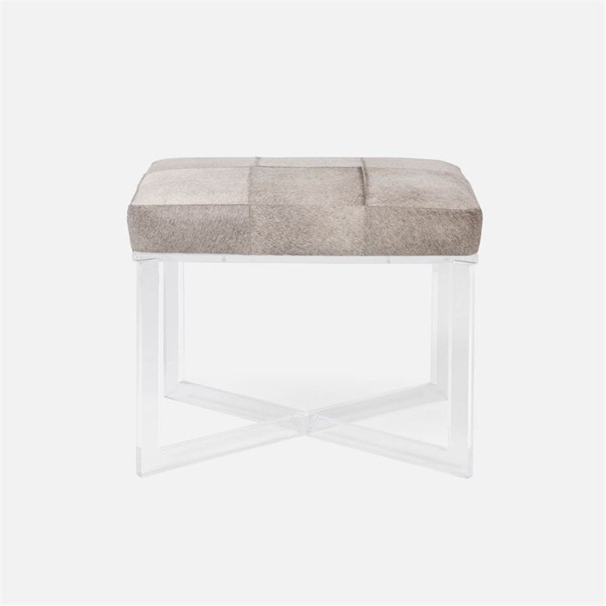 Made Goods Lex Clear Acrylic Single Bench in Bassac Shagreen Leather