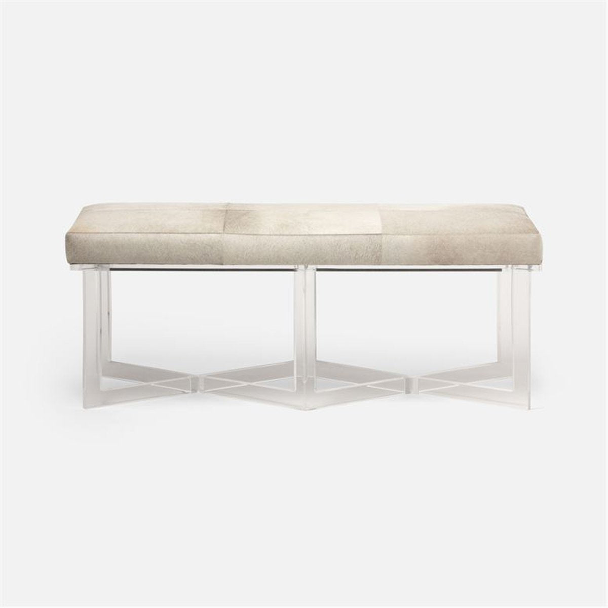 Made Goods Lex Clear Acrylic Double Bench in Alsek Fabric