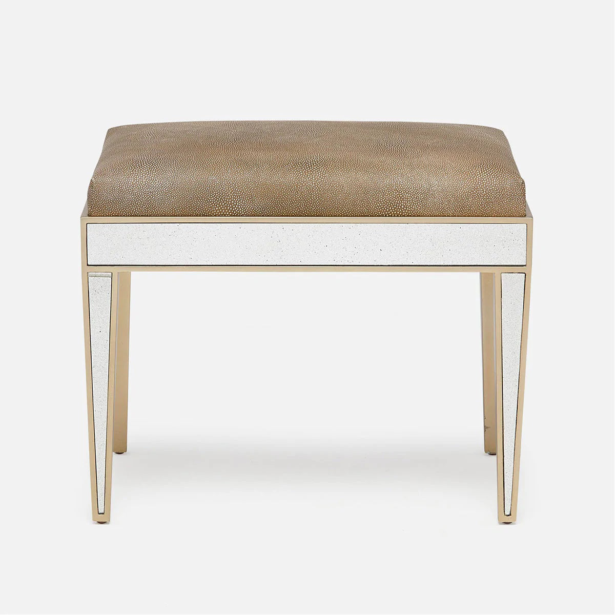 Made Goods Mia Upholstered Mirrored Single Bench in Weser Fabric