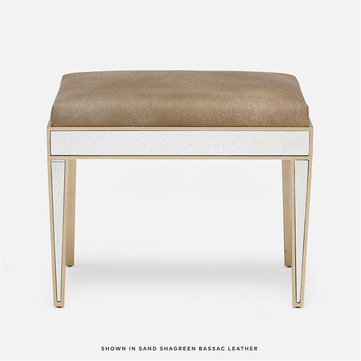 Made Goods Mia Upholstered Mirrored Single Bench in Bassac Leather