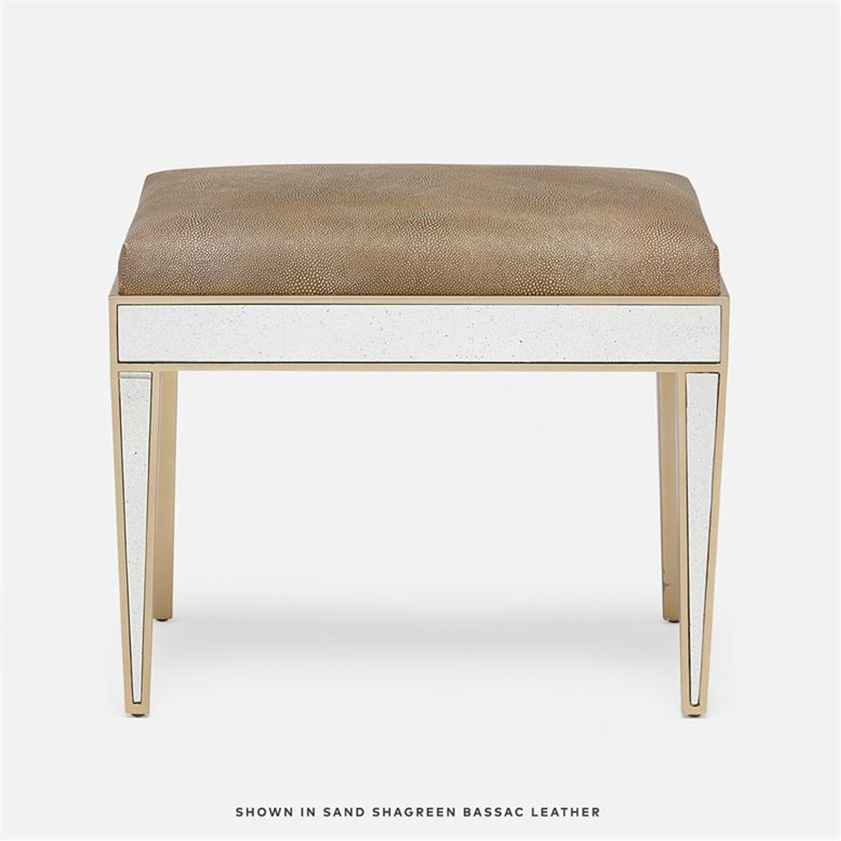 Made Goods Mia Upholstered Mirrored Single Bench in Ivondro Raffia