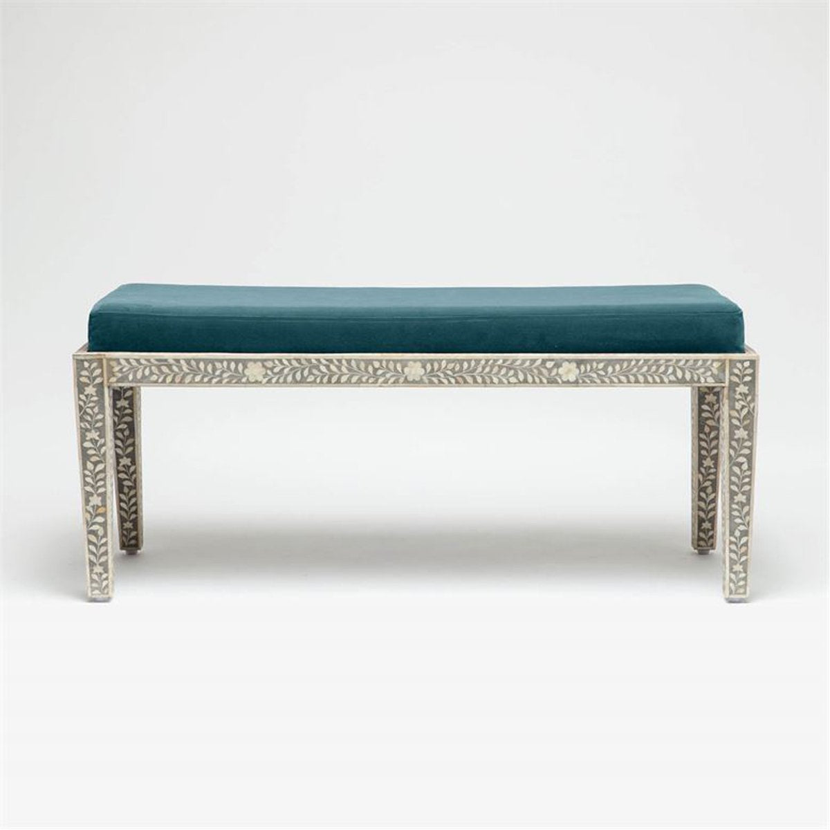 Made Goods Miranda Inlaid Bone Double Bench in Arno Fabric