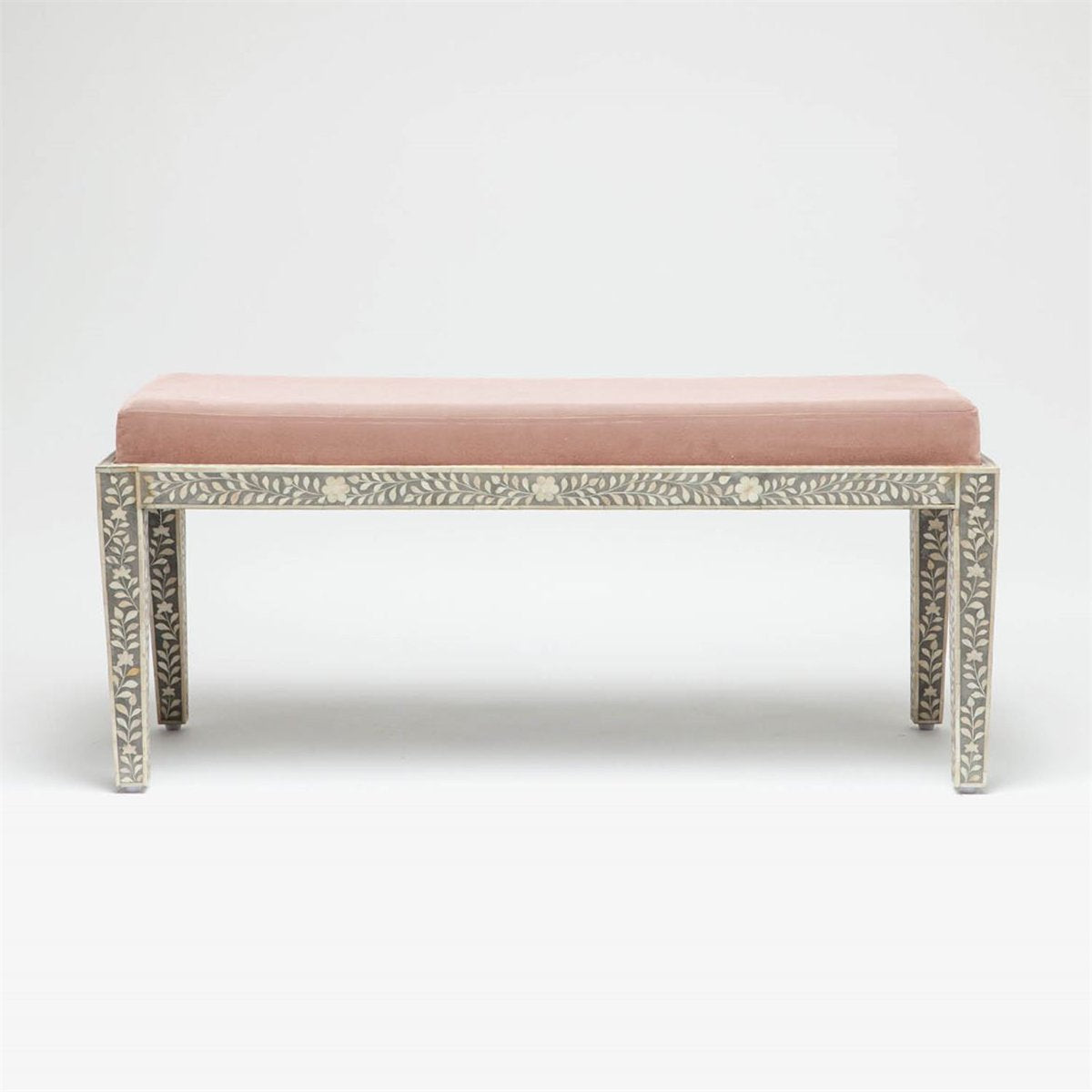 Made Goods Miranda Inlaid Bone Double Bench in Marano Wool-On Lambskin