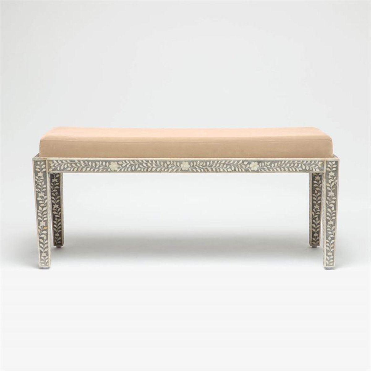 Made Goods Miranda Inlaid Bone Double Bench in Bassac Shagreen Leather