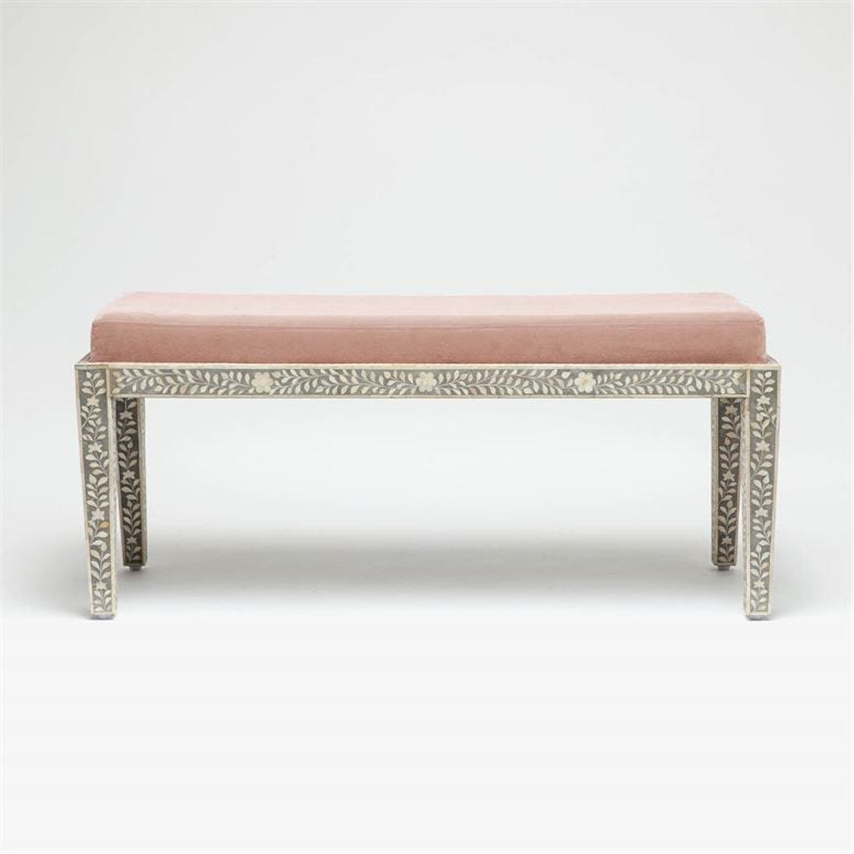 Made Goods Miranda Inlaid Bone Double Bench in Humboldt Cotton Jute