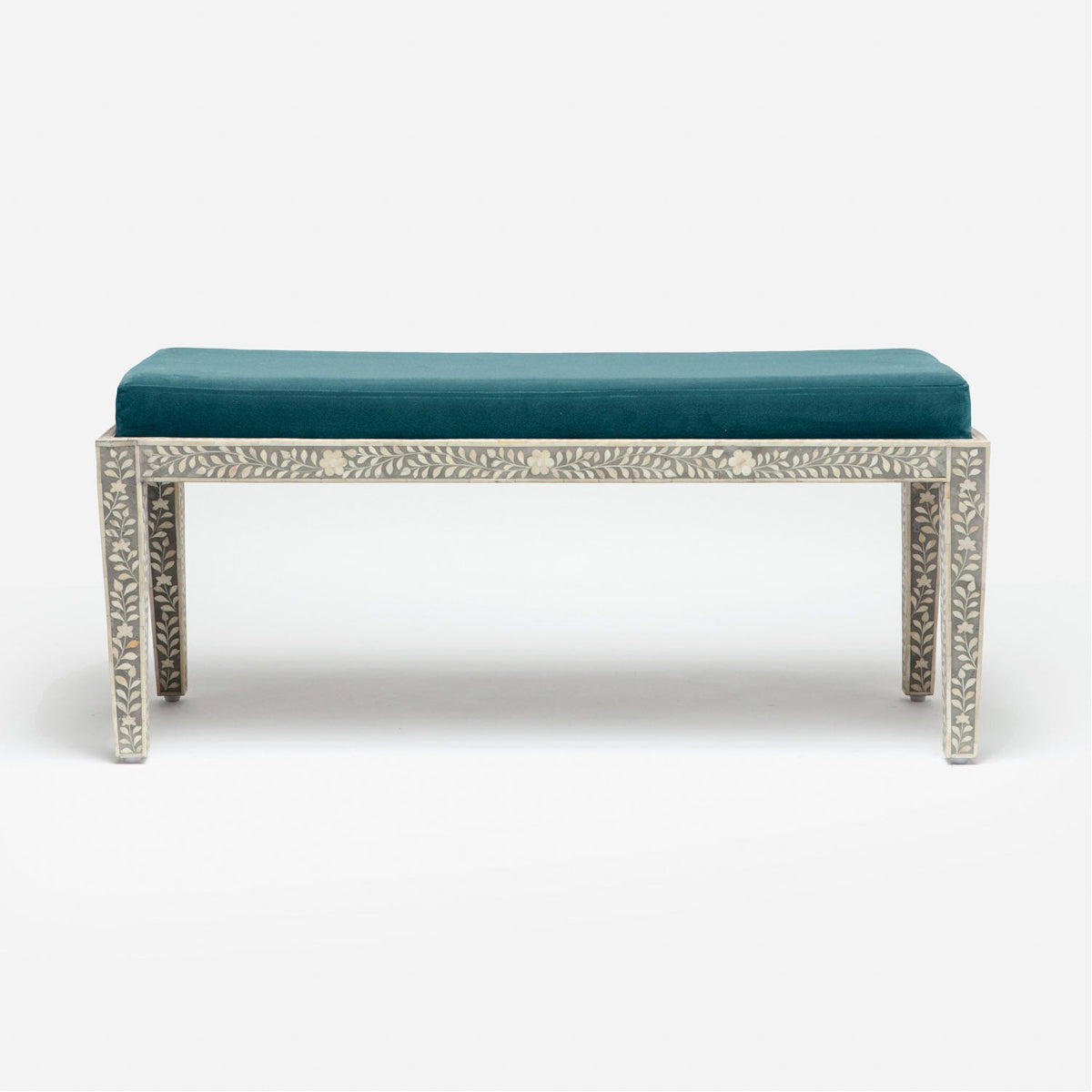 Made Goods Miranda Inlaid Bone Double Bench in Danube Fabric