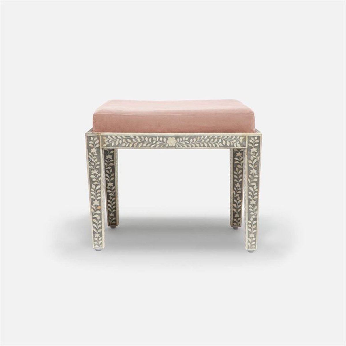 Made Goods Miranda Inlaid Bone Single Bench in Marano Wool-On Lambskin