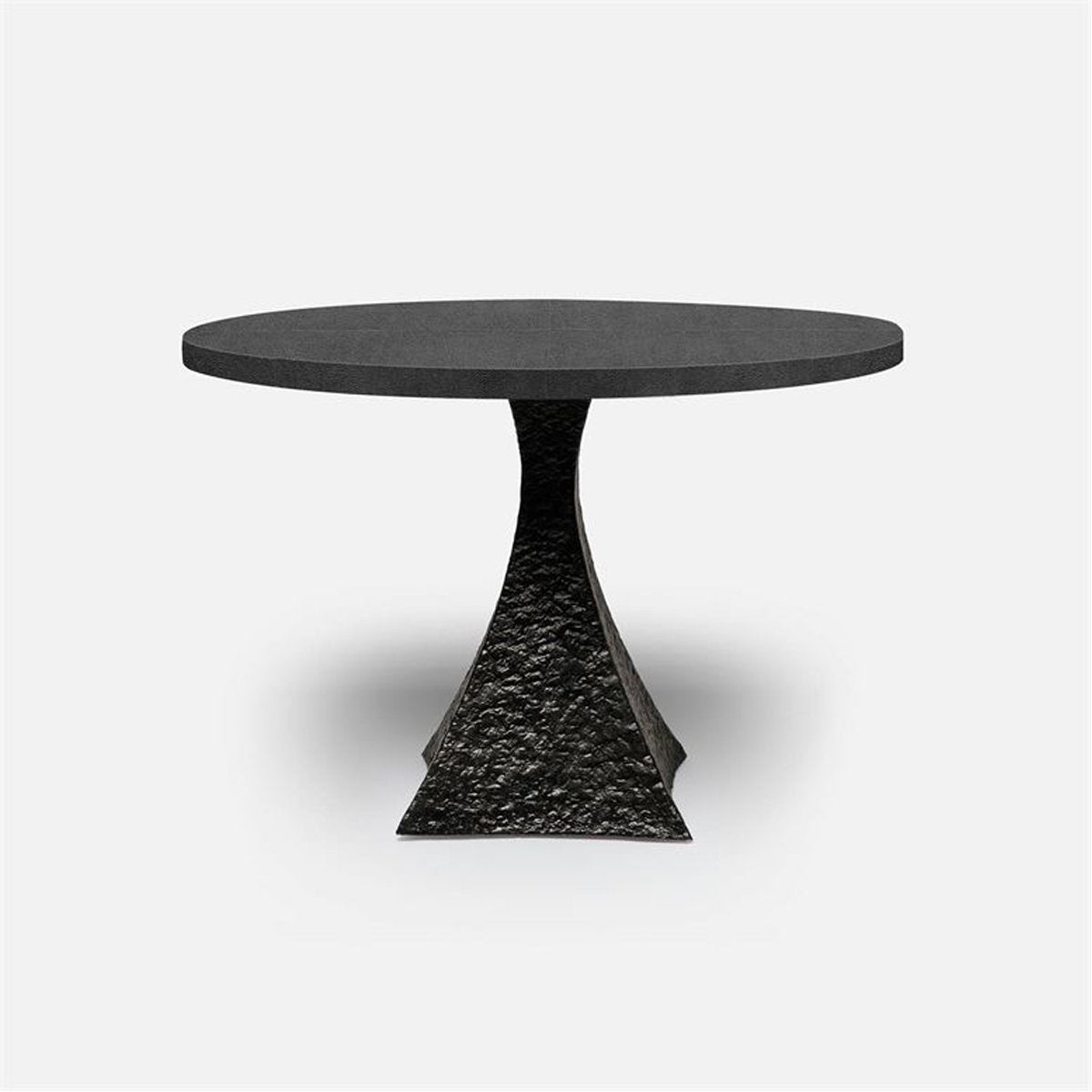 Made Goods Noor Round Metal Dining Table in Vintage Faux Shagreen