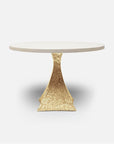 Made Goods Noor Round Metal Dining Table in White Faux Belgian Linen