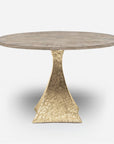 Made Goods Noor Round Metal Dining Table in Warm Gray Marble