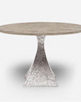 Made Goods Noor Round Metal Dining Table in Warm Gray Marble