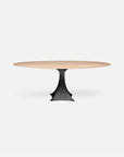 Made Goods Noor Oval Single Base Dining Table in White Cerused Oak