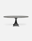 Made Goods Noor Oval Single Base Dining Table in Zinc Metal