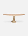 Made Goods Noor Oval Single Base Dining Table in White Cerused Oak