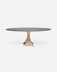 Made Goods Noor Oval Single Base Dining Table in Zinc Metal