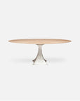 Made Goods Noor Oval Single Base Dining Table in White Cerused Oak