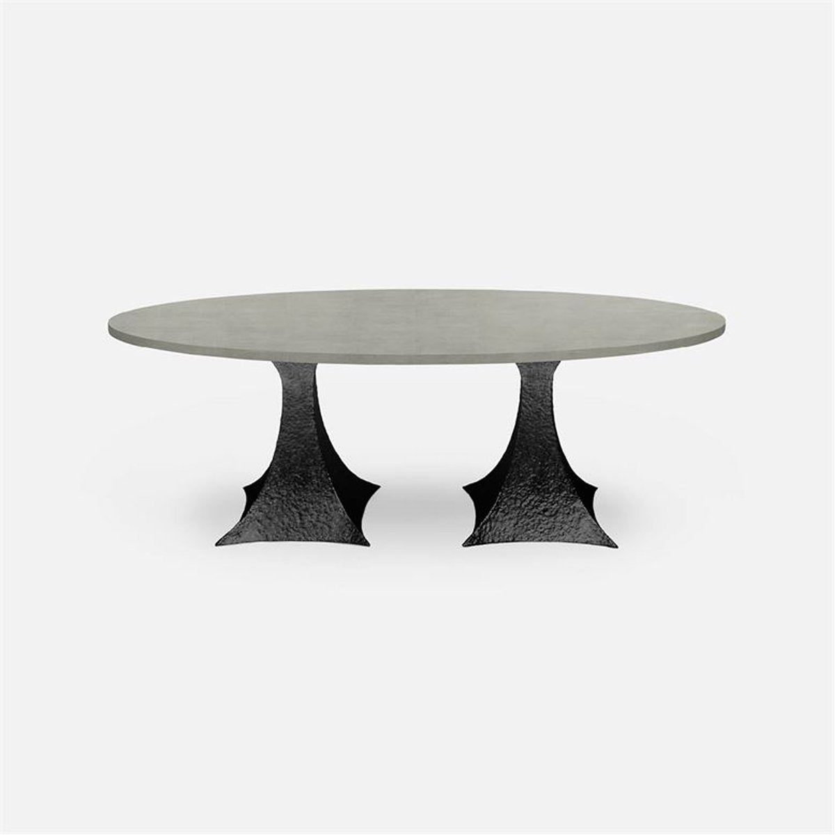 Made Goods Noor Oval Double Base Dining Table in Vintage Faux Shagreen