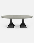 Made Goods Noor Oval Double Base Dining Table in Vintage Faux Shagreen