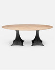 Made Goods Noor Oval Double Base Dining Table in White Cerused Oak