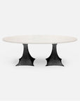 Made Goods Noor Oval Double Base Dining Table in Vintage Faux Shagreen