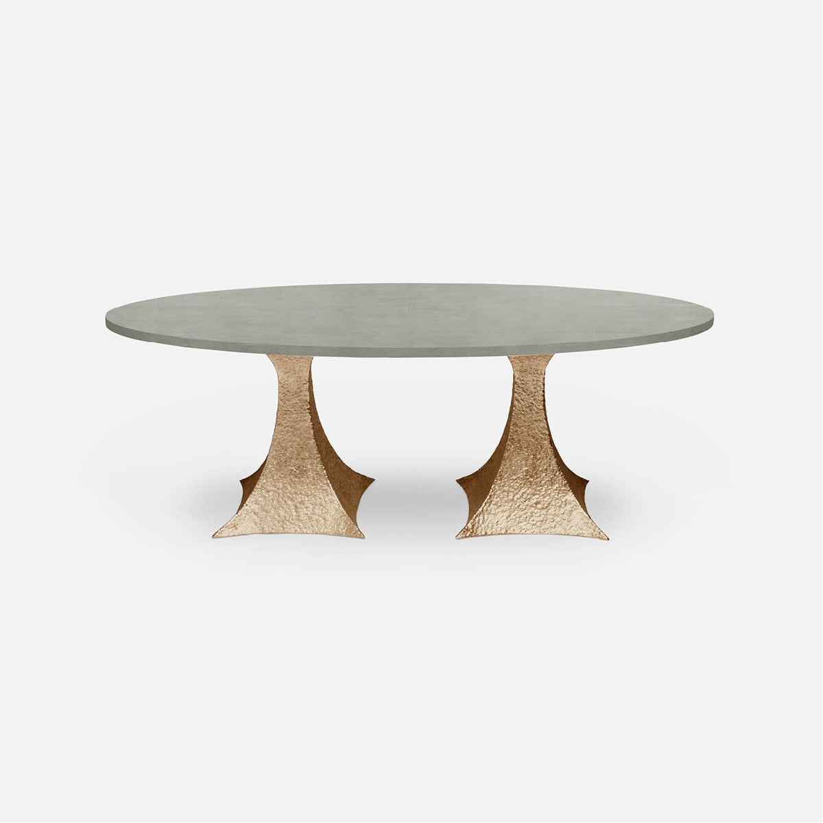 Made Goods Noor Oval Double Base Dining Table in Vintage Faux Shagreen