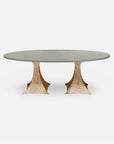 Made Goods Noor Oval Double Base Dining Table in Vintage Faux Shagreen